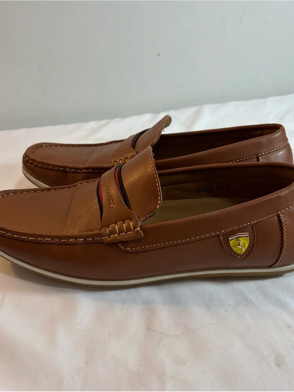 Bruno Marc Men's Tan Leather Loafers - Classic Slip-On Driving Shoes 8/5
